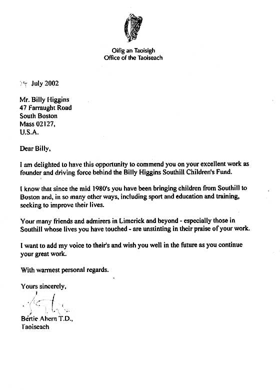 Letter from the Taoiseach