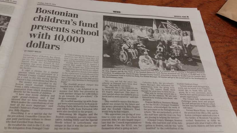 HSE Media Release HSE Welcomes donation to the patient social fund at Ballaghderg Preshchool